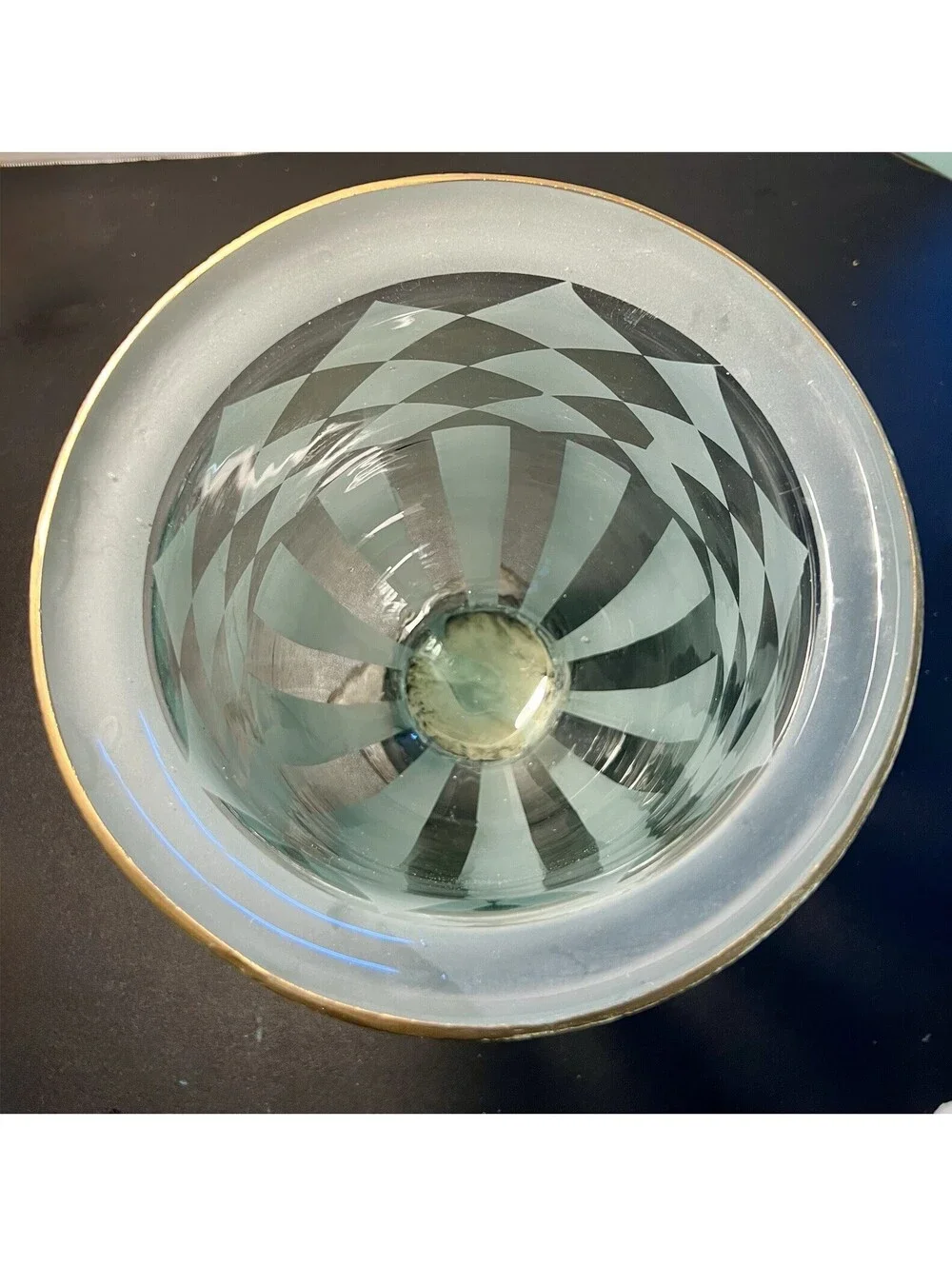 Vintage 1980s Harlequin Candle Holder Vase Urn Cut Glass Bronze Pedestal, 9x15”
